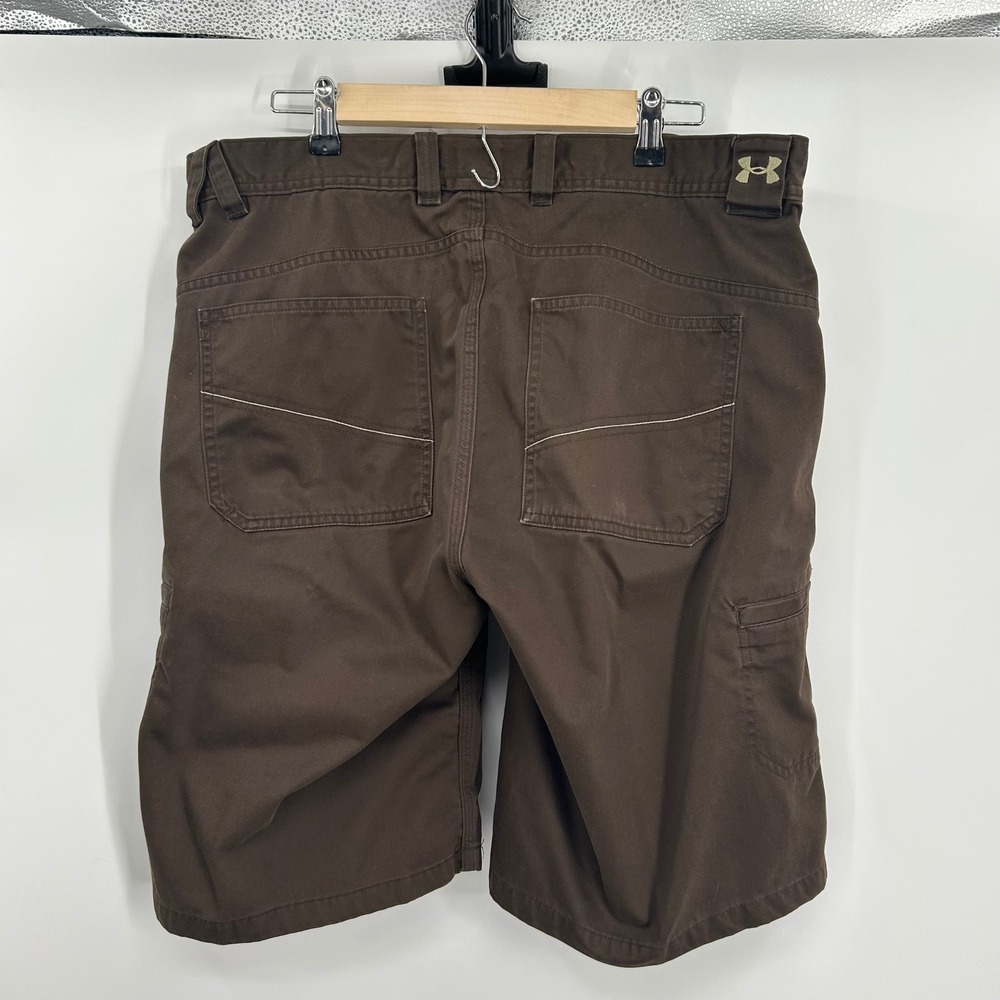 Under Armour Mens Brown Tactical Cargo Shorts Size 36 Canvas Blend RN 96510